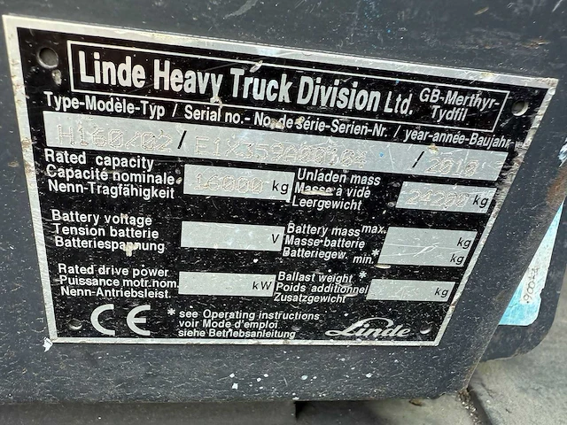 Linde h160-02 vorkheftruck - afbeelding 15 van  22