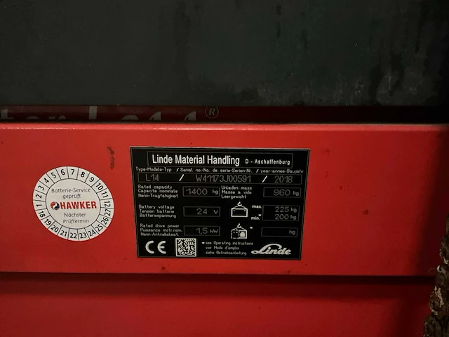 Linde l14 elektrische pallettruck - afbeelding 7 van  8
