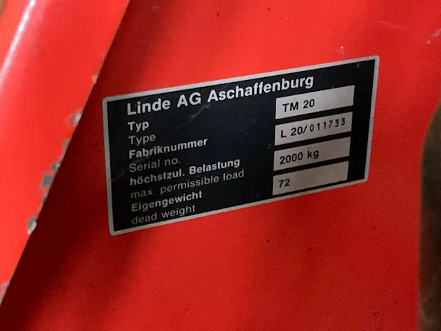 Linde tm20 hand hydraulische palletwagen - afbeelding 5 van  5