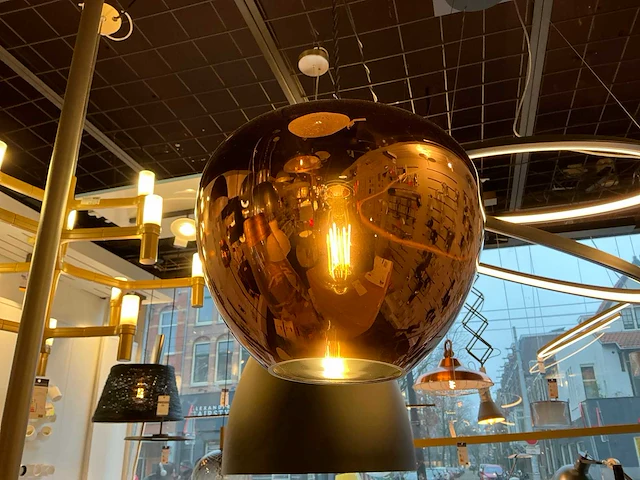 Linea verdace koperkleurige glazen hanglamp - afbeelding 1 van  3