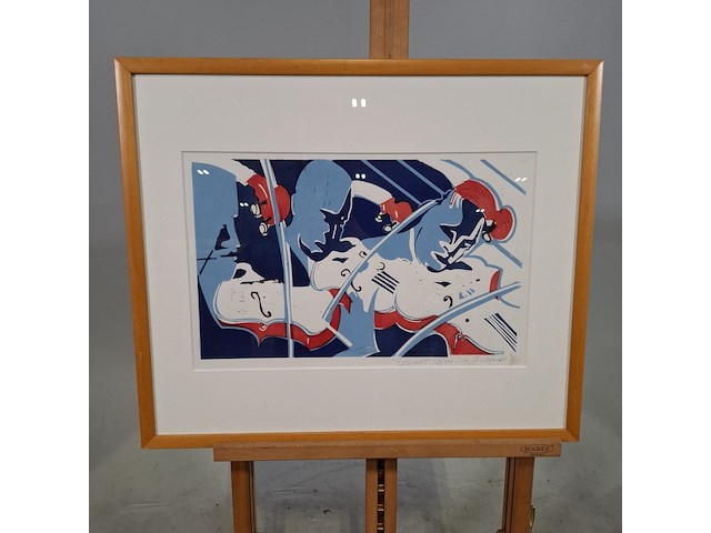 Linoleumsnede, b. wigmund, ensemble 256/300, 1999 - afbeelding 1 van  6