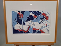 Linoleumsnede, b. wigmund, ensemble 256/300, 1999 - afbeelding 1 van  6