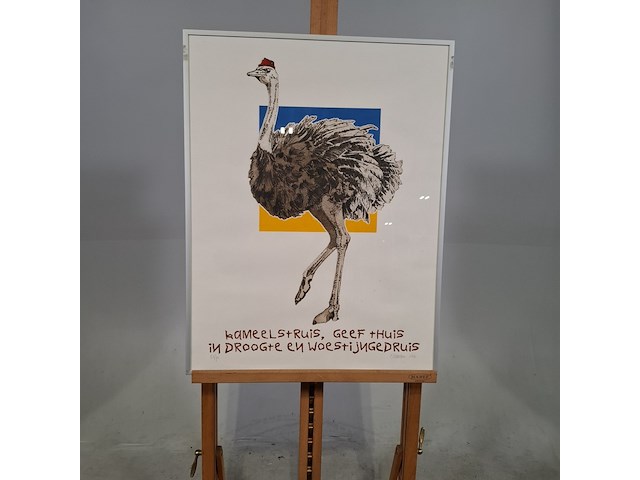 Linoleumsnede/ets, els maasson, struisvogel 53/70, 2002 - afbeelding 1 van  8