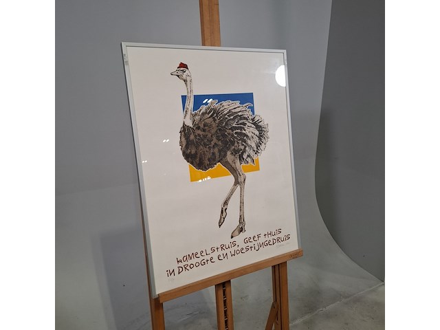 Linoleumsnede/ets, els maasson, struisvogel 53/70, 2002 - afbeelding 2 van  8