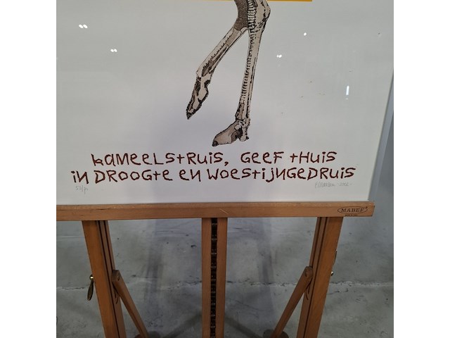 Linoleumsnede/ets, els maasson, struisvogel 53/70, 2002 - afbeelding 5 van  8