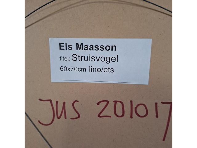 Linoleumsnede/ets, els maasson, struisvogel 53/70, 2002 - afbeelding 8 van  8