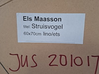 Linoleumsnede/ets, els maasson, struisvogel 53/70, 2002 - afbeelding 8 van  8