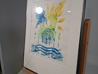 Linosnede in lijst, voorstelling nuenen in vogelvlucht, liza jazenko, 2000 - afbeelding 3 van  9