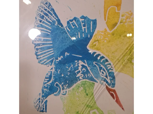 Linosnede in lijst, voorstelling nuenen in vogelvlucht, liza jazenko, 2000 - afbeelding 4 van  9