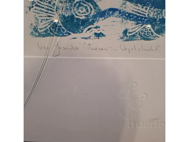 Linosnede in lijst, voorstelling nuenen in vogelvlucht, liza jazenko, 2000 - afbeelding 7 van  9
