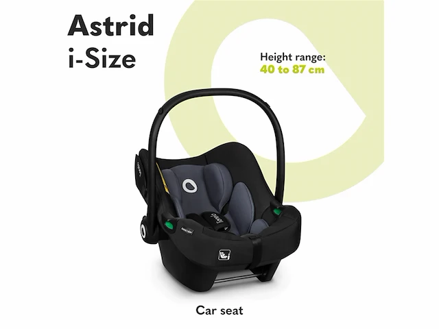 Lionelo astrid isize autostoeltje memory foam hoogteinstelling van de hoofdsteun 7cm zwart - afbeelding 2 van  5
