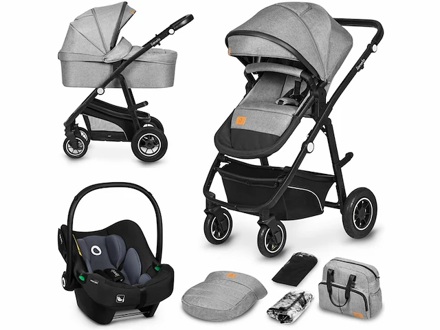 Lionelo bianka kinderwagen 3 in 1 incl.autostoel 0-22kg verstelbare duwstang zonnekap gelagerde wielen reiswieg - afbeelding 1 van  4