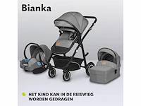 Lionelo bianka kinderwagen 3 in 1 incl.autostoel 0-22kg verstelbare duwstang zonnekap gelagerde wielen reiswieg - afbeelding 3 van  4