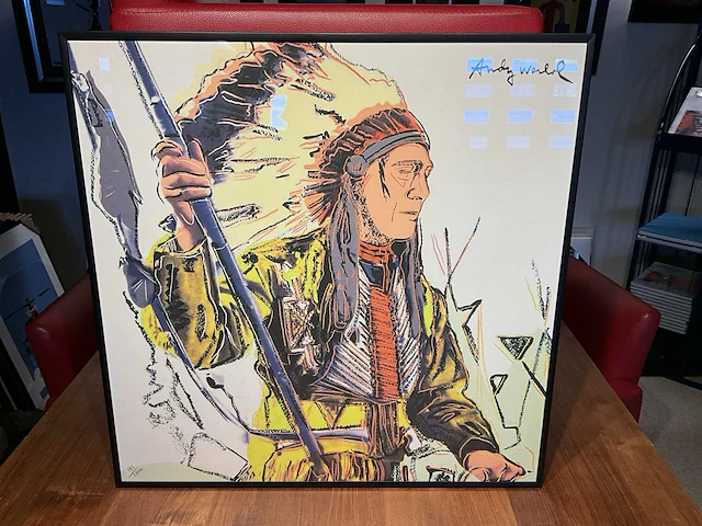 Lithografie andy warhol ‘war bonnet indian’ - afbeelding 1 van  4