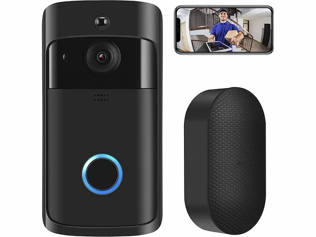 Living needs draadloze video deurbel met camera zwart - afbeelding 1 van  5