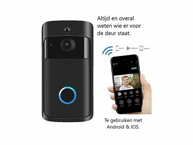 Living needs draadloze video deurbel met camera zwart - afbeelding 2 van  5
