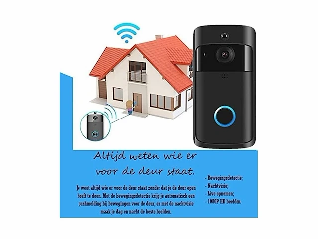 Living needs draadloze video deurbel met camera zwart - afbeelding 3 van  5
