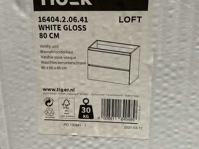 Loft white gloss badmeubelset 80cm - afbeelding 3 van  4