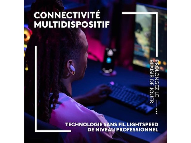 Logitech g fits draadloze gamingheadset lightspeed + bluetooth vier microfoons met ruimtelijke filtering zwart - afbeelding 2 van  4