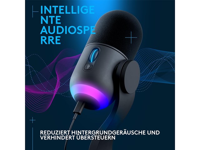 Logitech g yeticaster gx - gaming microfoon - dynamisch - met microfoonarm - rgb - usb - graphite - afbeelding 4 van  4