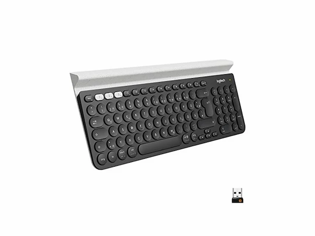 Logitech k780 toetsenbord rf-draadloos + bluetooth qwertz duits grijs, wit - afbeelding 3 van  5