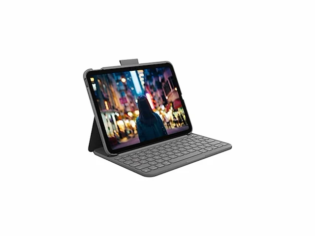 Logitech slim folio tablettoetsenbord geschikt voor ipad (10 gen) fr azerty - afbeelding 1 van  4