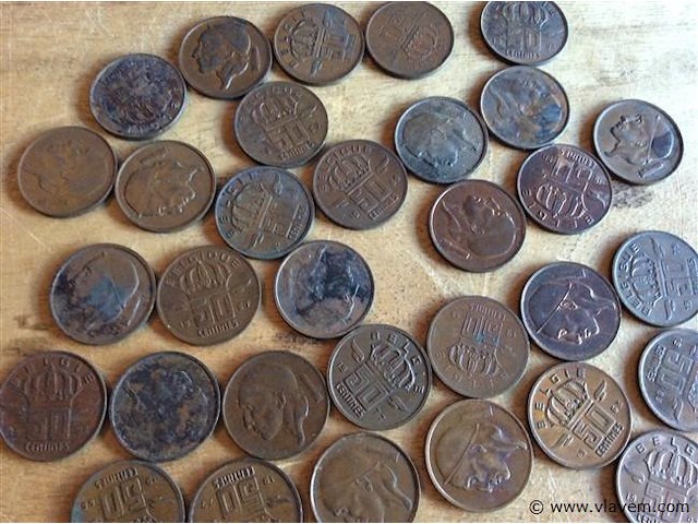 Lot belgische munten 0,50fr - afbeelding 2 van  2