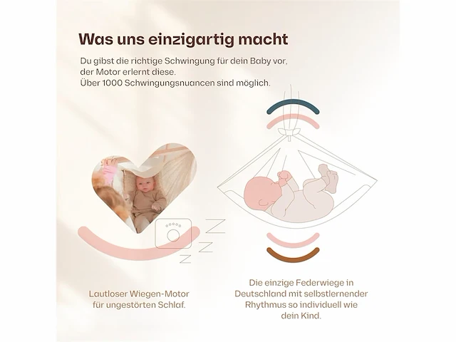 Lottili veerwiegmotor stil & zelflerend met timer en continue modus fijn instelbare trilling vanaf 3 kg - afbeelding 2 van  4