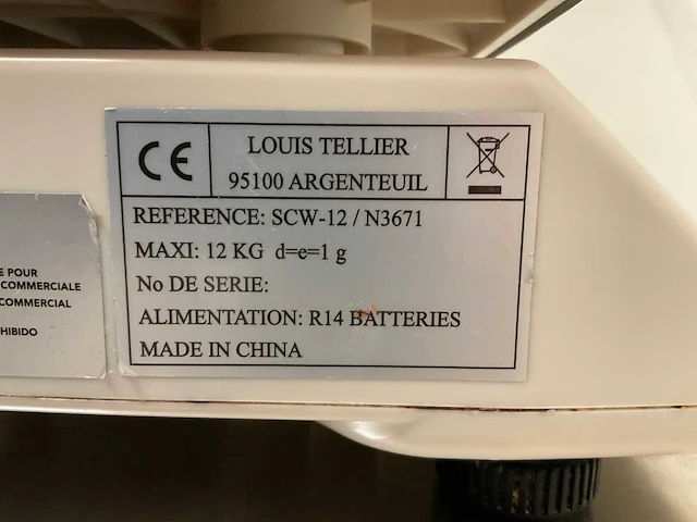 Louis tellier weegschaal - afbeelding 3 van  4