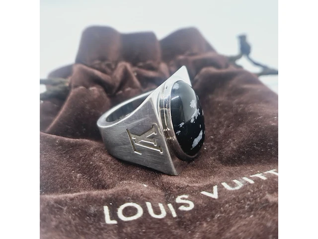 Louis vuitton chevalier obsidian .925 zilveren ring - afbeelding 2 van  6