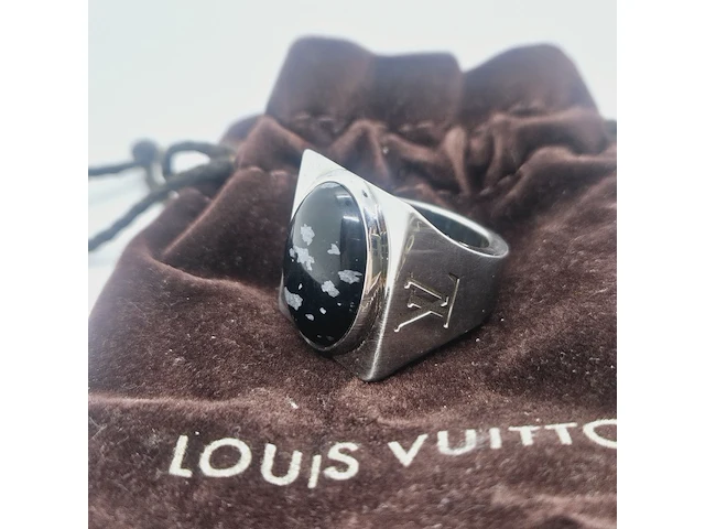 Louis vuitton chevalier obsidian .925 zilveren ring - afbeelding 3 van  6