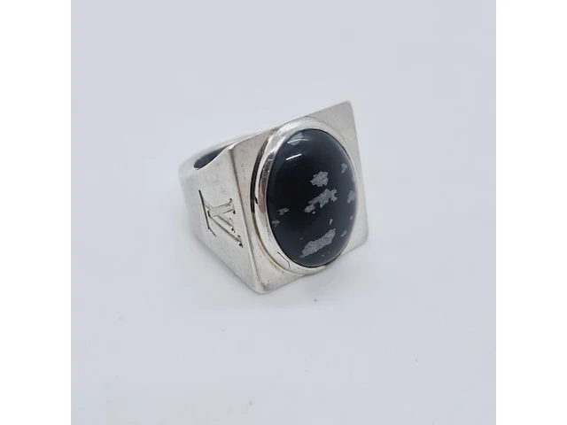 Louis vuitton chevalier obsidian .925 zilveren ring - afbeelding 4 van  6