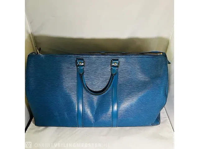 Louis vuitton leren handtas keepall blue cobalt - afbeelding 4 van  13