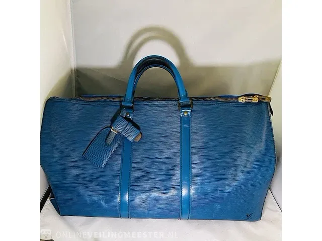 Louis vuitton leren handtas keepall blue cobalt - afbeelding 7 van  13