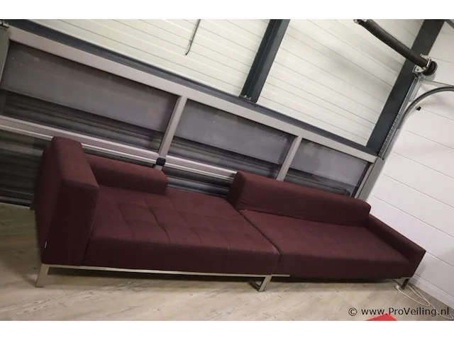 Loungebank - bruin gestoffeerd - 210x92x35-70cm - afbeelding 1 van  7