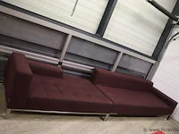 Loungebank - bruin gestoffeerd - 210x92x35-70cm