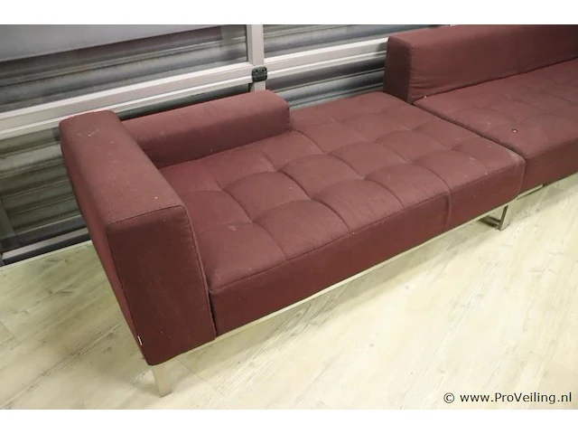 Loungebank - bruin gestoffeerd - 210x92x35-70cm - afbeelding 3 van  7