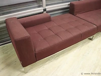Loungebank - bruin gestoffeerd - 210x92x35-70cm - afbeelding 3 van  7