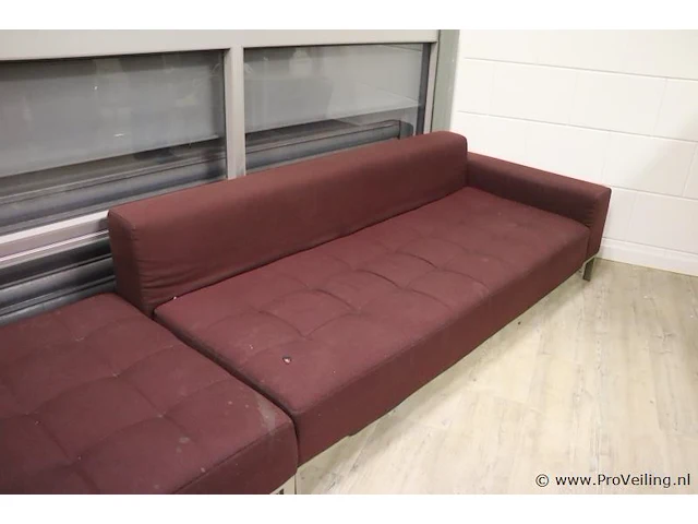 Loungebank - bruin gestoffeerd - 210x92x35-70cm - afbeelding 5 van  7