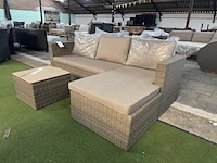 Loungebank met bijzettafel met glasplaat, bruin - afbeelding 1 van  8