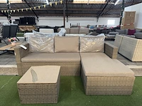Loungebank met bijzettafel met glasplaat, bruin - afbeelding 2 van  8