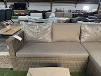 Loungebank met bijzettafel met glasplaat, bruin - afbeelding 3 van  8