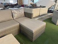 Loungebank met bijzettafel met glasplaat, bruin - afbeelding 4 van  8