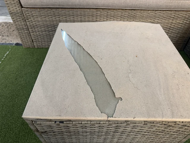 Loungebank met bijzettafel met glasplaat, bruin - afbeelding 6 van  8