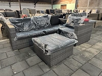 Loungebank met hocker, antraciet - afbeelding 1 van  5