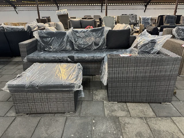 Loungebank met hocker, antraciet - afbeelding 2 van  5