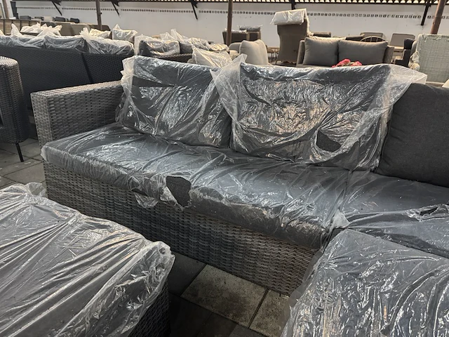 Loungebank met hocker, antraciet - afbeelding 3 van  5