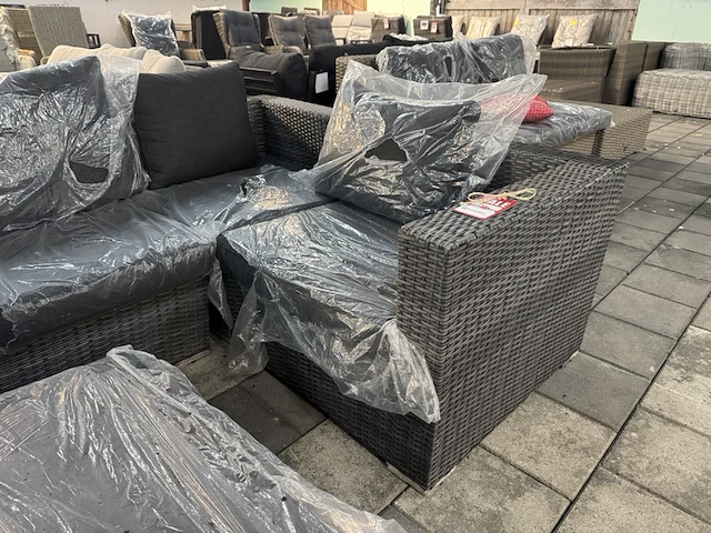 Loungebank met hocker, antraciet - afbeelding 4 van  5