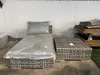 Loungebed met hocker, beige, grijs - afbeelding 1 van  7