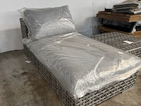 Loungebed met hocker, beige, grijs - afbeelding 3 van  7